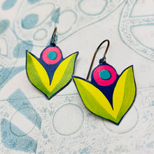 Load image into Gallery viewer, Hot Pink Flowers Upcycled Tin Earrings