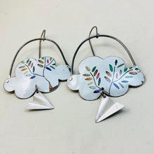 Load image into Gallery viewer, Olive Tree Clouds &amp; Paper Airplanes Tin Earrings