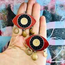 Load image into Gallery viewer, Protective Red Eye Talisman Zero Waste Tin Earrings