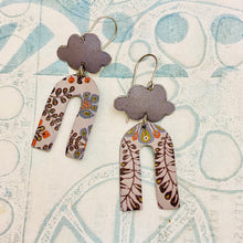 Load image into Gallery viewer, Dusty Lilac Horseshoe &amp; Clouds Tin Earrings