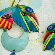 Load image into Gallery viewer, Senkoe Hummingbirds Upcycled Tin Earrings