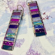 Load image into Gallery viewer, Fenced Mixed Plums II Rectangle Tin Earrings
