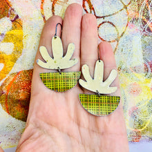 Load image into Gallery viewer, Mod Creamy Succulents Upcycled Tin Earrings