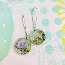 Load image into Gallery viewer, Lavender Flower Field on Pale Aqua Medium Basin Earrings