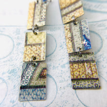 Load image into Gallery viewer, Mixed Islamic Patterns Upcycled Rectangles Tin Earrings