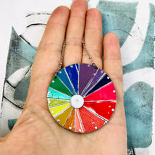 Load image into Gallery viewer, Round Rainbow Tin Color Wheel Necklace