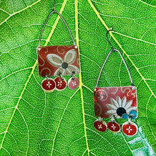 Load image into Gallery viewer, Vintage Red Rectdangles Upcycled Tin Earrings