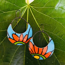 Load image into Gallery viewer, Vintage 70s Filofax Crescent Circles Upcycled Tin Earrings