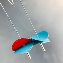 Load image into Gallery viewer, Bright Aqua &amp; Red Radio Waves Zero Waste Tin Earrings