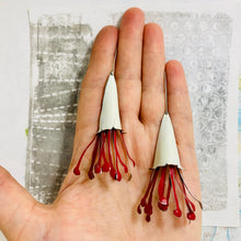 Load image into Gallery viewer, Carmine &amp; White Long Honeysuckle Earrings