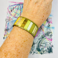 Load image into Gallery viewer, Golden Fenced Upcycled Tesserae Tin Cuff