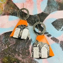 Load image into Gallery viewer, Halloween Gravestones Small Fans Tin Earrings