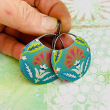 Load image into Gallery viewer, Fountain Flower Circles Upcycled Tin Earrings