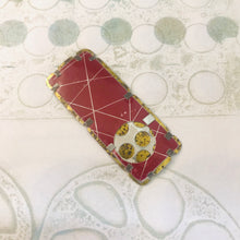 Load image into Gallery viewer, Encircled Weathered Red Over White Upcycled Tin Brooch