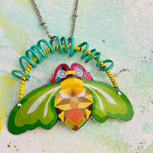 Load image into Gallery viewer, Buzzing Bee Energy Upcycled Tin Necklace