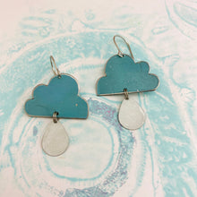 Load image into Gallery viewer, Sweet Dusty Blue Rain Clouds Zero Waste Tin Earrings