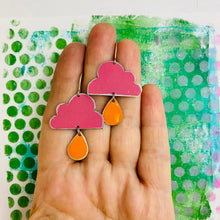Load image into Gallery viewer, Sweet Cerise Rain Clouds Zero Waste Tin Earrings
