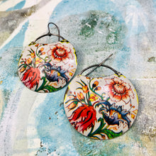 Load image into Gallery viewer, Flower Garden Circles Upcycled Tin Earrings