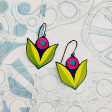 Load image into Gallery viewer, Hot Pink Flowers Upcycled Tin Earrings