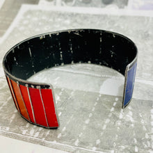 Load image into Gallery viewer, Rainbow Fenced Upcycled Tesserae Tin Cuff