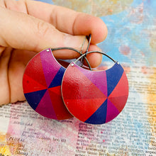 Load image into Gallery viewer, Purples &amp; Reds Colorwheel Circles Upcycled Tin Earrings