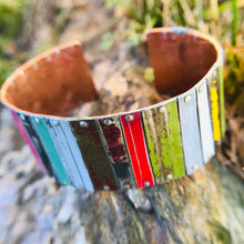 Load image into Gallery viewer, Fenced Upcycled Tesserae Tin Cuff