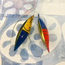 Load image into Gallery viewer, Britto Long Pods Upcycled Tin Leaf Earrings
