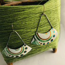 Load image into Gallery viewer, Vintage Swirls Recycled Tin Earrings Tin Anniversary Gift