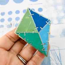 Load image into Gallery viewer, Octahedron Upcycled Tin Brooch