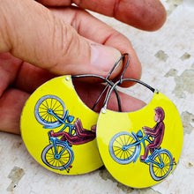 Load image into Gallery viewer, Curious George Wheelies Circles Upcycled Tin Earrings