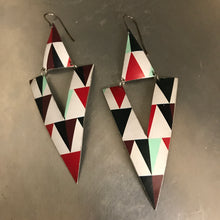 Load image into Gallery viewer, Triangle Cutouts Big Recycled Tin Earrings