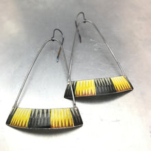 Load image into Gallery viewer, Black &amp; Yellow Basket Weave Pattern Zero Waste Tin Earrings