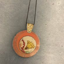 Load image into Gallery viewer, Reversible Upcycled Tin Collage Necklace by ChristineTerrell for adaptive reuse jewelry
